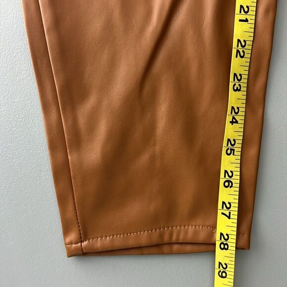 040 New Juicy Couture Rodeo Barrel Fit High Waist Faux Leather Pants Camel - Picture 11 of 12